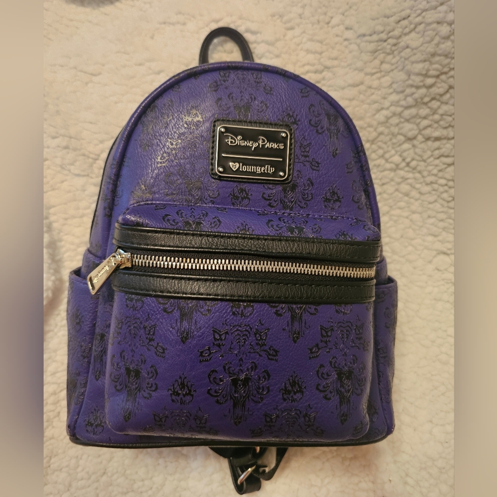 Loungefly Disney  Parks Haunted Mansion Wallpaper Mini Backpack with ❤️ Logo